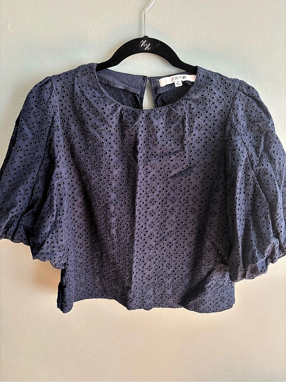 Joe's Jeans Cotton Eyelet Puff Sleeve Blouse in Purple Size XXS